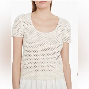 Vince Midnight Blue Crochet Short Sleeve Top